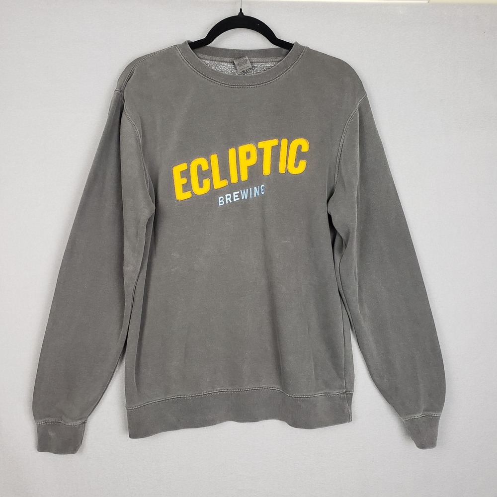 Ecliptic Brewing Crewneck Sweatshirt Gray‎ Eugene Oregon Hipster Casual Size S